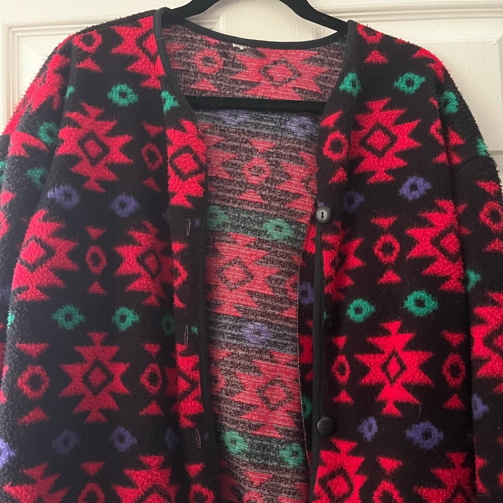VINTAGE printed fleece cardigan